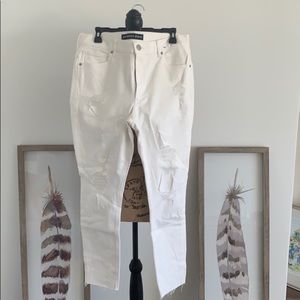 Express distressed white jeans